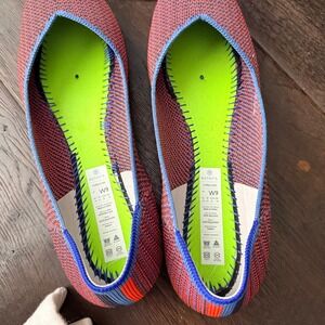 Rothy's The Point 9 Flats Coral Blue Knit Recycled Office Comfort lightweight